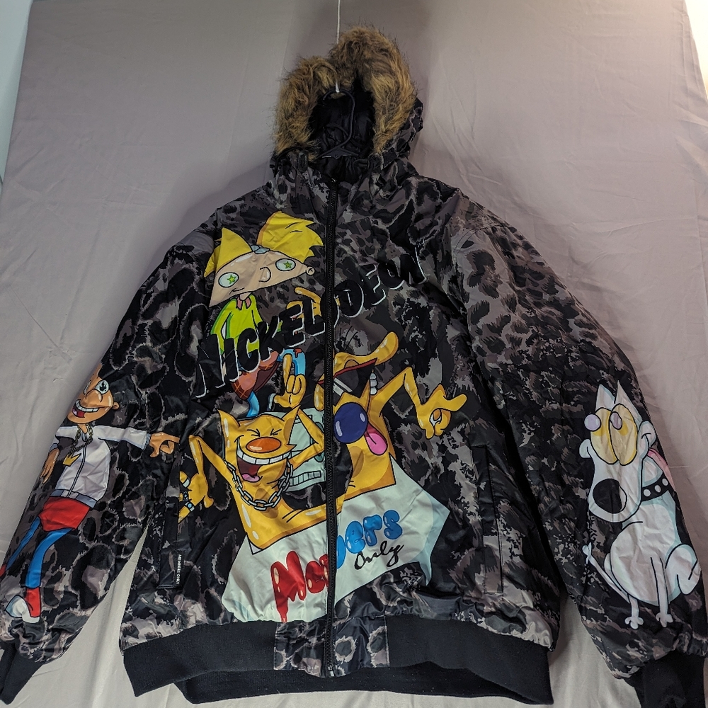 Members Only Nickelodeon CatDog, Rugrats Puffer Jacket Coat Mens Size XL